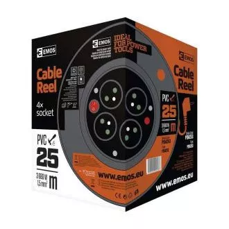 Emos produžni bubanj - 4 utičnice, 25m, 1,5 mm, PVC, IP20 Emos produžni bubanj - 4 utičnice, 25m, 1,5 mm, PVC, IP20