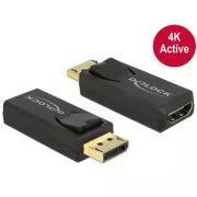 Delock adapter Displayport 1.2 muški > HDMI ženski 4K aktivni crni