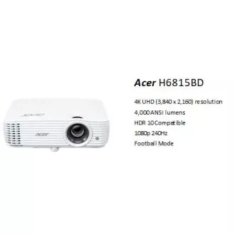 Acer H6815BD DLP/4K UHD 3840x2160/4000 ANSI lm/10.000:1/2xHDMI/repro 1x3W/2,9 kg