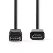Nedis CCGB37100BK20 - DisplayPort - HDMI kabel | DisplayPort utikač - HDMI priključak | 2 m | Crna boja
