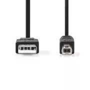 Nedis CCGB60100BK30 - USB 2.0 kabel | A utikač - B utikač | 3 m | Crna boja