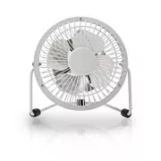 Nedis FNDK1WT10 - Metalni mini ventilator | Promjer 10 cm | Napajanje preko USB-a | Bijela