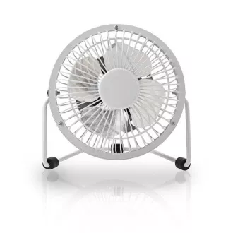 Nedis FNDK1WT10 - Metalni mini ventilator | Promjer 10 cm | Napajanje preko USB-a | Bijela