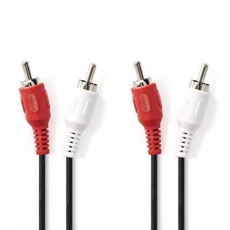 Nedis CAGB24200BK20 - Stereo audio kabel | 2x RCA utikač - 2x RCA utikač | 2 m | Crna boja