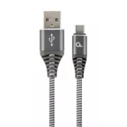GEMBIRD CABLEXPERT Kabel USB 2.0 AM na Type-C kabel (AM/CM), 2m, pleten, sivo-bijeli, blister, PREMIUM KVALITETA