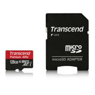 Transcend 128GB microSDXC UHS-I 400x Premium (klasa 10) memorijska kartica (s adapterom)