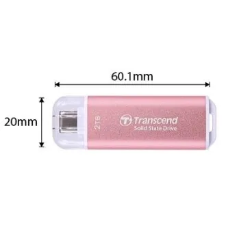Transcend ESD300P 2TB, vanjski SSD, USB 10Gbps, tip C, 1050MB/R, 950MB/W, ružičasti