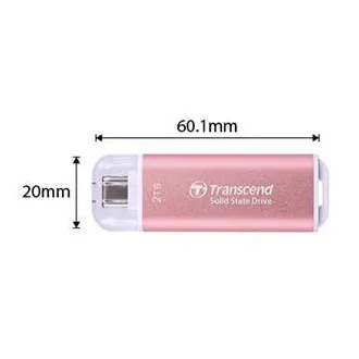 Transcend ESD300P 2TB, vanjski SSD, USB 10Gbps, tip C, 1050MB/R, 950MB/W, ružičasti