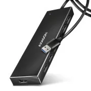 AXAGON HUE-F7A, 7x USB 3.2 Gen 1 ALU FLAT CHARGING hub, mikro USB konektor za napajanje, USB-A kabel 1m