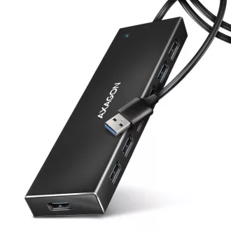 AXAGON HUE-F7A, 7x USB 3.2 Gen 1 ALU FLAT CHARGING hub, mikro USB konektor za napajanje, USB-A kabel 1m