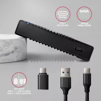 AXAGON EE25-GTR, USB-C 10Gbps - SATA 6G 2.5" REBRASTA kutija, crna