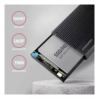 AXAGON EE25-GTR, USB-C 10Gbps - SATA 6G 2.5" REBRASTA kutija, crna
