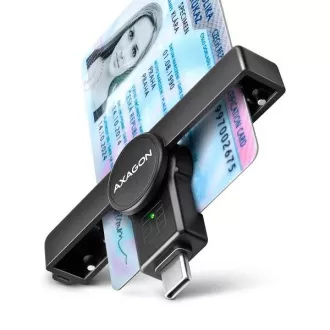 AXAGON CRE-SMPC Sklopivi džepni USB-C kontakt čitač pametnih kartica. Prikladno za aplikaciju eObčanka