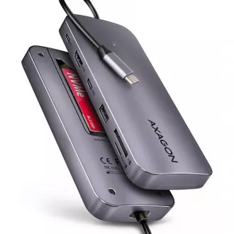 AXAGON HMC-6GM2 Multi-port USB-C 10Gbps hub. NVMe/SATA M.2, HDMI, čitač kartica i Power Delivery. USB-C kabel 20 cm AXAGON HMC-6GM2 Multi-port USB-C 10Gbps hub. NVMe/SATA M.2, HDMI, čitač kartica i Power Delivery. USB-C kabel 20 cm