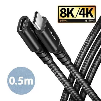 AXAGON BUCM32-CF05AB produžni kabel USB-C (M) <-> USB-C (Ž), 0,5 m, USB 20 Gbps, PD 240 W 5 A, 8K HD, ALU, pleteni, crni AXAGON BUCM32-CF05AB produžni kabel USB-C (M) <-> USB-C (Ž), 0,5 m, USB 20 Gbps, PD 240 W 5 A, 8K HD, ALU, pleteni, crni