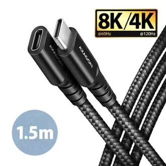 AXAGON BUCM32-CF15AB produžni kabel USB-C (M) <-> USB-C (Ž), 1,5 m, USB 20 Gbps, PD 240 W 5 A, 8K HD, ALU, pleteni, crni AXAGON BUCM32-CF15AB produžni kabel USB-C (M) <-> USB-C (Ž), 1,5 m, USB 20 Gbps, PD 240 W 5 A, 8K HD, ALU, pleteni, crni