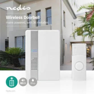 Nedis DOORB223CWT - Bežično zvono za vrata | Napajanje iz mreže | 36 melodija