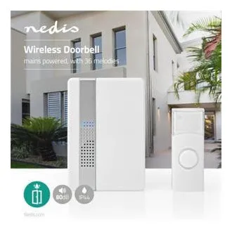 Nedis DOORB223CWT - Bežično zvono za vrata | Napajanje iz mreže | 36 melodija