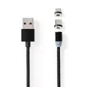 Nedis CCGB60630BK20 - USB 2.0 kabel | USB Micro-B utikač / USB-C™ utikač | 10 W | 2,00 m | Okrugli | Crna