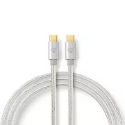 Nedis CCTB60800AL20 - USB 2.0 kabel | USB-C™ utikač | USB-C™ utikač | 480 Mbps | 2,00 m | Srebro