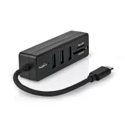 Nedis CCGB64780BK01 - USB hub | 1x USB-C™ | 1x USB A / 1x USB-C™ | 4 priključka | USB 2.0 | USB napajanje | SD i mikro