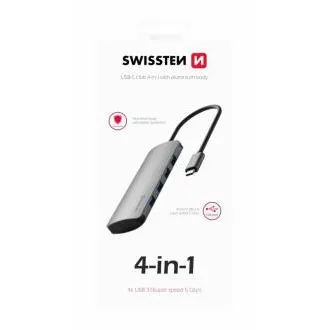 SWISSTEN USB-C HUB 4-U-1 (4x USB 3.0) ALUMINIJ SWISSTEN USB-C HUB 4-U-1 (4x USB 3.0) ALUMINIJ
