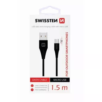 SWISSTEN KABEL ZA PODATKE USB / MICRO USB 1,5 M CRNI (9 mm)