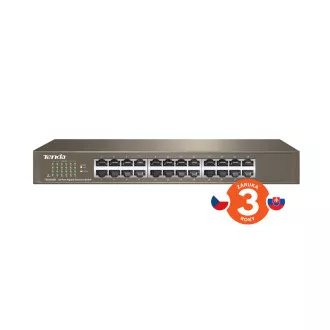 Tenda TEG1024D - 24-portni Gigabit Ethernet Switch, 10/100/1000 Mbps, bez ventilatora, Rackmount, Metal