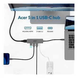 Acer 5u1 Mini Dock stanicaType-C adapter, 1x HDMI (do 3840x2160@60hz), 3x USB 3.0 5Gbps porta, 1x Type-C PD port do 100W (gost) Acer 5u1 Mini Dock stanicaType-C adapter, 1x HDMI (do 3840x2160@60hz), 3x USB 3.0 5Gbps porta, 1x Type-C PD port do 100W (gost)