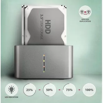 AXAGON ADSA-DC, USB-C 5Gbps - 2x SATA 6G 2.5"/3.5" SSD/HDD CLONE DUAL priključna stanica AXAGON ADSA-DC, USB-C 5Gbps - 2x SATA 6G 2.5"/3.5" SSD/HDD CLONE DUAL priključna stanica
