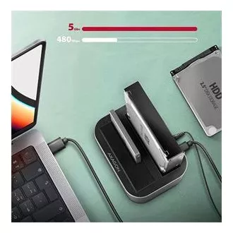 AXAGON ADSA-DC, USB-C 5Gbps - 2x SATA 6G 2.5"/3.5" SSD/HDD CLONE DUAL priključna stanica AXAGON ADSA-DC, USB-C 5Gbps - 2x SATA 6G 2.5"/3.5" SSD/HDD CLONE DUAL priključna stanica