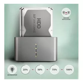 AXAGON ADSA-DC, USB-C 5Gbps - 2x SATA 6G 2.5"/3.5" SSD/HDD CLONE DUAL priključna stanica AXAGON ADSA-DC, USB-C 5Gbps - 2x SATA 6G 2.5"/3.5" SSD/HDD CLONE DUAL priključna stanica