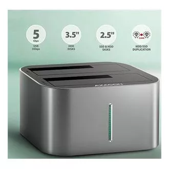 AXAGON ADSA-DC, USB-C 5Gbps - 2x SATA 6G 2.5"/3.5" SSD/HDD CLONE DUAL priključna stanica AXAGON ADSA-DC, USB-C 5Gbps - 2x SATA 6G 2.5"/3.5" SSD/HDD CLONE DUAL priključna stanica