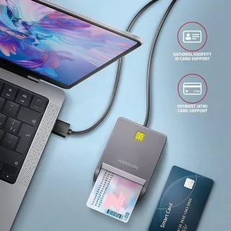 AXAGON CRE-SM3T, USB-A FlatReader čitač kontaktnih kartica Smart kartica (eCitizen), kabel 1,3m AXAGON CRE-SM3T, USB-A FlatReader čitač kontaktnih kartica Smart kartica (eCitizen), kabel 1,3m