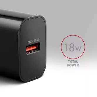 AXAGON ACU-QC18, Mrežni punjač 18W, 1x USB-A port, QC3.0/AFC/Apple, crni