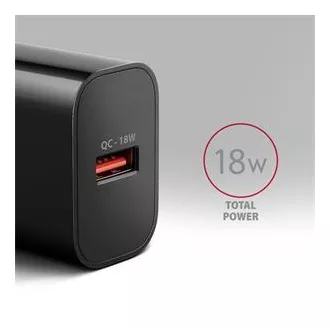 AXAGON ACU-QC18, Mrežni punjač 18W, 1x USB-A port, QC3.0/AFC/Apple, crni