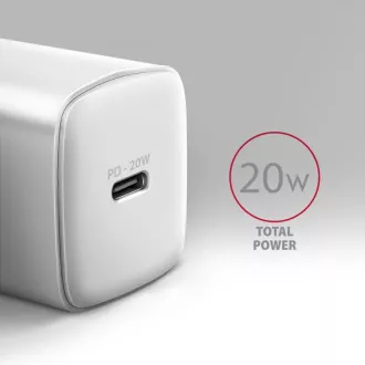 AXAGON ACU-PD20W, mrežni punjač 20W, 1x USB-C priključak, PD3.0/PPS/QC4+/AFC/Apple, bijeli AXAGON ACU-PD20W, mrežni punjač 20W, 1x USB-C priključak, PD3.0/PPS/QC4+/AFC/Apple, bijeli