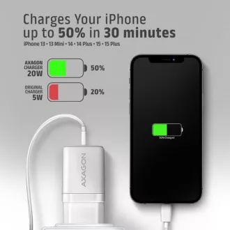 AXAGON ACU-PD20W, mrežni punjač 20W, 1x USB-C priključak, PD3.0/PPS/QC4+/AFC/Apple, bijeli AXAGON ACU-PD20W, mrežni punjač 20W, 1x USB-C priključak, PD3.0/PPS/QC4+/AFC/Apple, bijeli