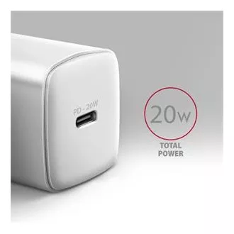 AXAGON ACU-PD20W, mrežni punjač 20W, 1x USB-C priključak, PD3.0/PPS/QC4+/AFC/Apple, bijeli AXAGON ACU-PD20W, mrežni punjač 20W, 1x USB-C priključak, PD3.0/PPS/QC4+/AFC/Apple, bijeli