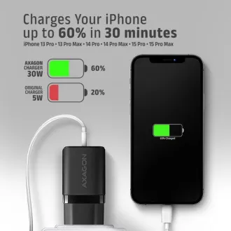 AXAGON ACU-PD30, Sil mrežni punjač 30W, 1x USB-C port, PD3.0/PPS/QC4+/SFC/AFC/Apple, crni AXAGON ACU-PD30, Sil mrežni punjač 30W, 1x USB-C port, PD3.0/PPS/QC4+/SFC/AFC/Apple, crni
