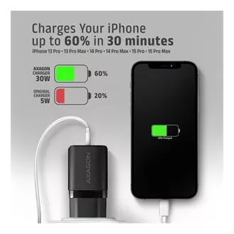 AXAGON ACU-PD30, Sil mrežni punjač 30W, 1x USB-C port, PD3.0/PPS/QC4+/SFC/AFC/Apple, crni AXAGON ACU-PD30, Sil mrežni punjač 30W, 1x USB-C port, PD3.0/PPS/QC4+/SFC/AFC/Apple, crni