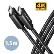 AXAGON BUCM32-CM05AB, SPEED+ kabel USB-C <-> USB-C, 0,5 m, USB 20 Gbps, PD 100 W 5 A, 4K HD, ALU, pleteni, crni