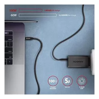 AXAGON BUCM32-CM05AB, SPEED+ kabel USB-C <-> USB-C, 0,5 m, USB 20 Gbps, PD 100 W 5 A, 4K HD, ALU, pleteni, crni AXAGON BUCM32-CM05AB, SPEED+ kabel USB-C <-> USB-C, 0,5 m, USB 20 Gbps, PD 100 W 5 A, 4K HD, ALU, pleteni, crni