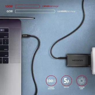 AXAGON BUCM32-CM05AB, SPEED+ kabel USB-C <-> USB-C, 0,5 m, USB 20 Gbps, PD 100 W 5 A, 4K HD, ALU, pleteni, crni AXAGON BUCM32-CM05AB, SPEED+ kabel USB-C <-> USB-C, 0,5 m, USB 20 Gbps, PD 100 W 5 A, 4K HD, ALU, pleteni, crni