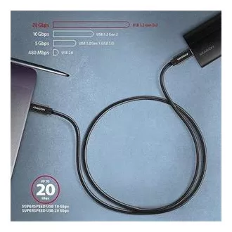 AXAGON BUCM32-CM05AB, SPEED+ kabel USB-C <-> USB-C, 0,5 m, USB 20 Gbps, PD 100 W 5 A, 4K HD, ALU, pleteni, crni AXAGON BUCM32-CM05AB, SPEED+ kabel USB-C <-> USB-C, 0,5 m, USB 20 Gbps, PD 100 W 5 A, 4K HD, ALU, pleteni, crni