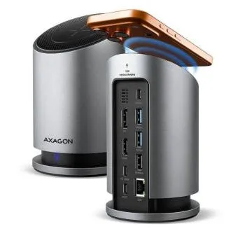 AXAGON HMC-WL9, USB 10Gbps hub s Qi, 3x USB-A, USB-C, HDMI i DP 4k/60Hz, RJ-45 GLAN, PD 100W, USB-C kabel 60 cm AXAGON HMC-WL9, USB 10Gbps hub s Qi, 3x USB-A, USB-C, HDMI i DP 4k/60Hz, RJ-45 GLAN, PD 100W, USB-C kabel 60 cm