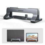 AXAGON STND-VG vertikalni aluminijski stalak za laptop s podesivim razmakom od 10" do 17,3", sivi