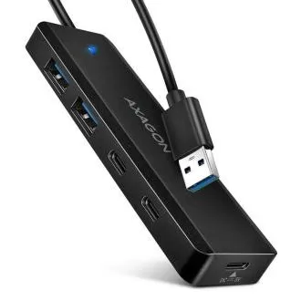 AXAGON HUE-C2A, 4× USB 5Gbps TRAVEL hub, 2× USB-A + 2× USB-C, USB-C napajanje, USB-A kabel 19 cm AXAGON HUE-C2A, 4× USB 5Gbps TRAVEL hub, 2× USB-A + 2× USB-C, USB-C napajanje, USB-A kabel 19 cm