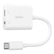 Belkin USB-C adapter/splitter 1x USB-C M/ 1x USB-C F napajanje 60W + 1x 3,5 mm jack, bijeli