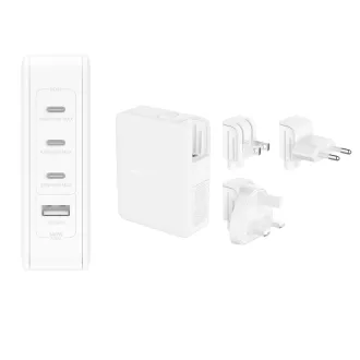Belkin BOOST CHARGE™ 140 W 4-portni USB-C napajanje GaN PPS zidni punjač + UK, EU, US adapteri, bijeli Belkin BOOST CHARGE™ 140 W 4-portni USB-C napajanje GaN PPS zidni punjač + UK, EU, US adapteri, bijeli